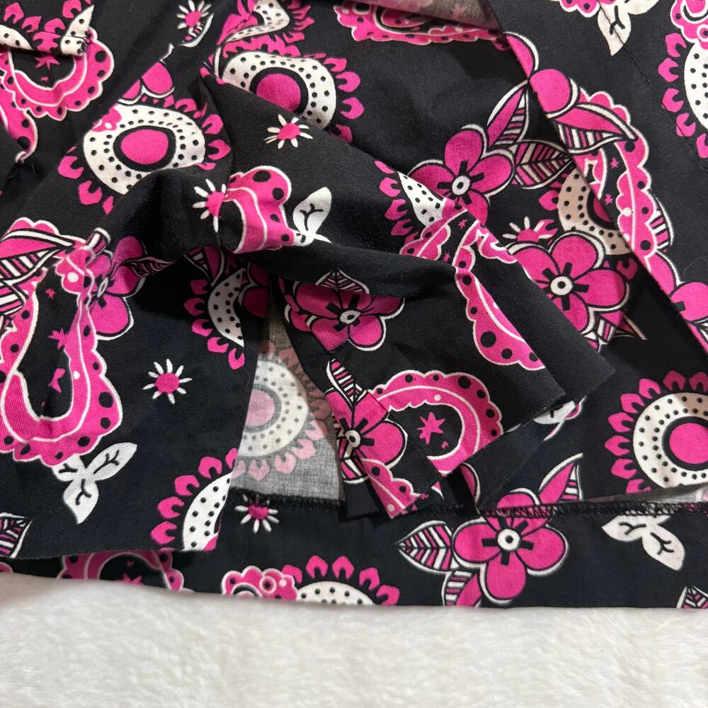 Metrostyle 10 Black Pink Paisley Mini Skirt Y2K Mod Stretch Floral Print - Picture 2 of 9